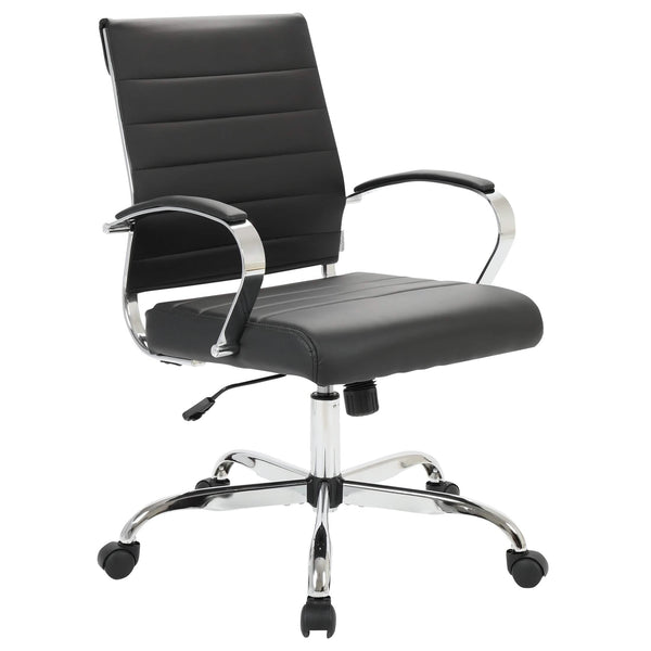 leisure mod Benmar Mid-Back Leather Office Conference Chair Adjustable Height Swivel and Tilt