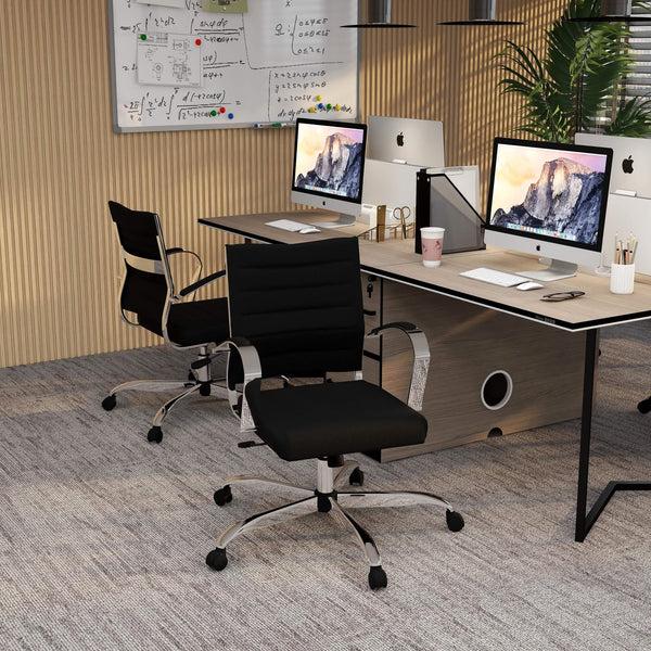 Leisure Mod Benmar Mid-Back Mesh Adjustable Office Conference Chair