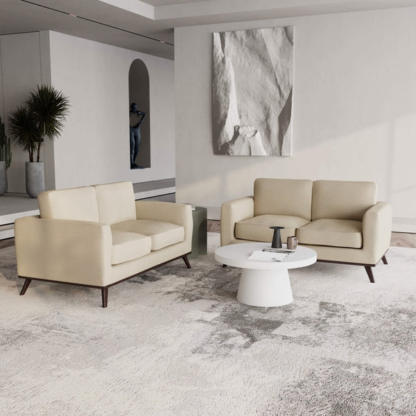 Leisure Mod Birch Wood Base Leather/Mesh Loveseat - Chester Collection