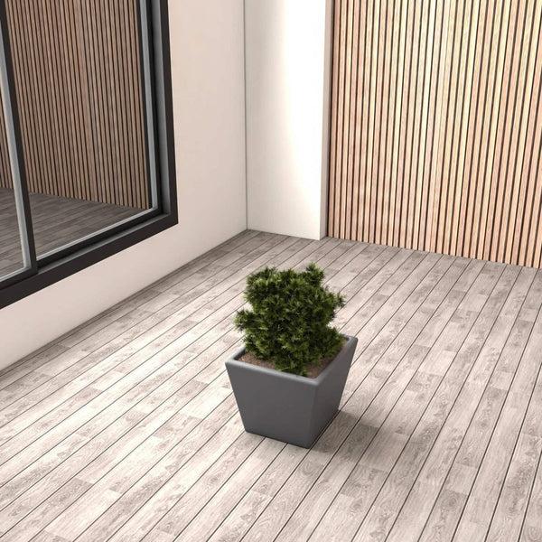 Leisure Mod Blossom Fiberstone Tapered Square Planter Pot In Dark Grey