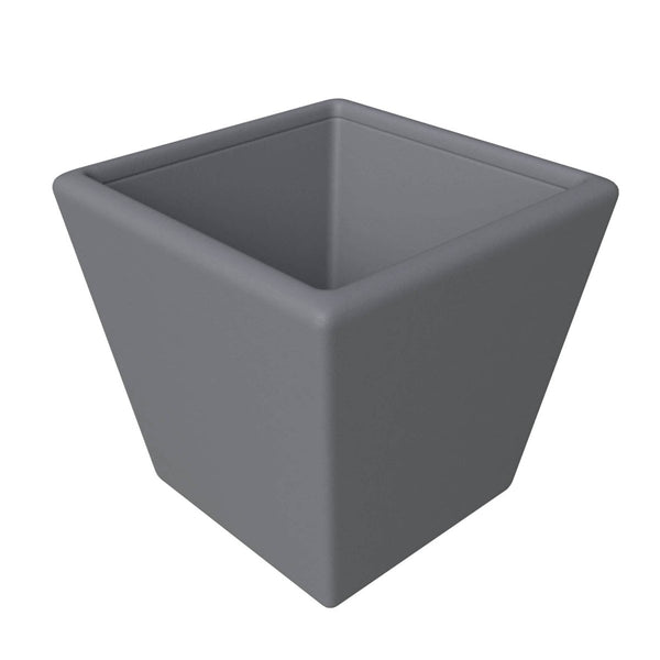 leisure mod Blossom Fiberstone Tapered Square Planter Pot in Dark Grey
