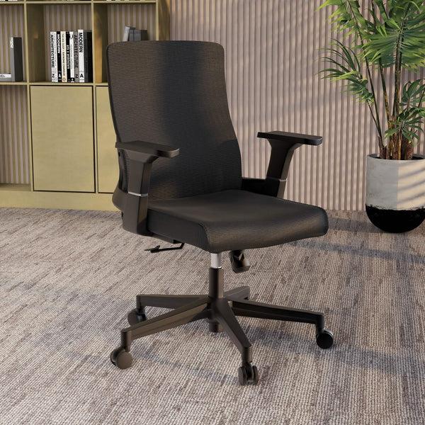 Leisure Mod Brio Mid-Back Adjustable Office Chair Upholstered In Cotton