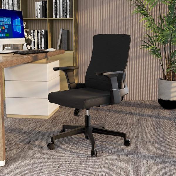 Leisure Mod Brio Mid-Back Adjustable Office Chair Upholstered In Cotton