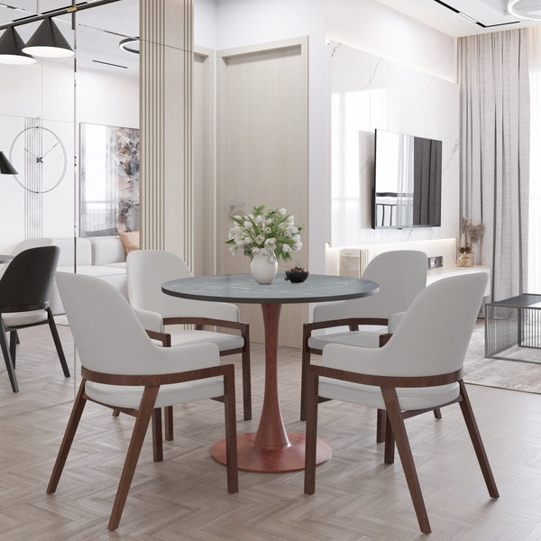 Leisure Mod Bristol 24"/27"/31" Round Dining Table Wood Transfer Cherry/Natural/Walnut Base With MDF Table Top