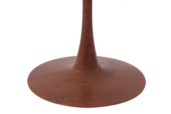 leisure Mod Bristol 24" Round Dining Table With Marbled Black Sintered Stone Top And Steel Pedestal Base