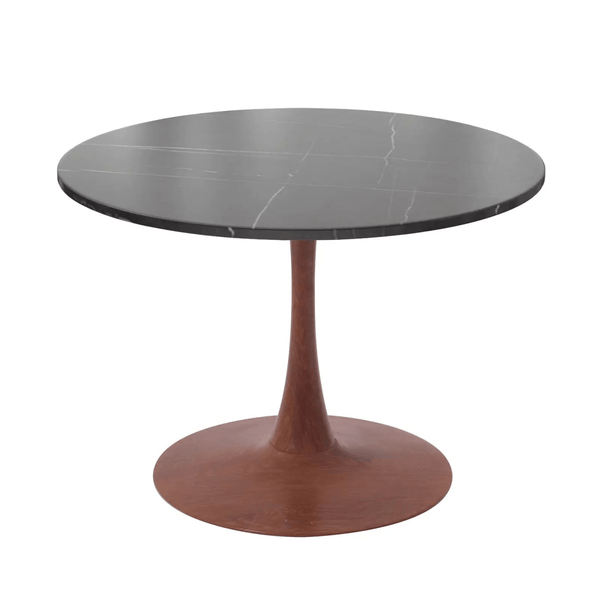leisure mod Bristol 24" Round Dining Table with Marbled Black Sintered Stone Top and Steel Pedestal Base leisure mod Bristol 24" Round Dining Table with Marbled Black Sintered Stone Top and Steel Pedestal Base