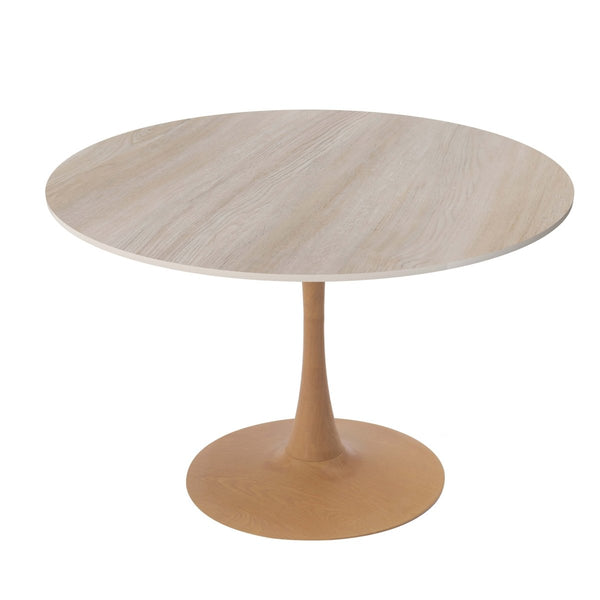 Leisure Mod Bristol 27"/31"/35"/40" Round Dining Table Wood Transfer Cherry/Natural/Walnut Base With Sintered Stone Table Top