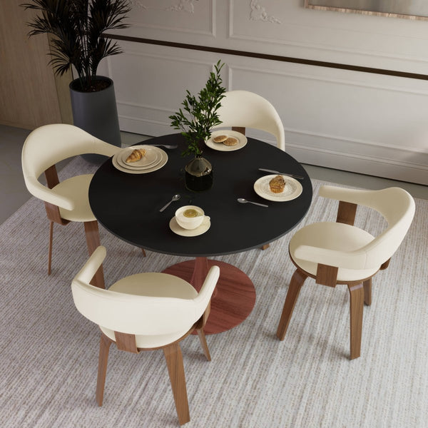 Leisure Mod Bristol 35"/36"/40" Round Dining Table Wood Transfer Cherry/Natural/Walnut Base With MDF Table Top