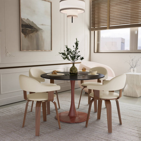 Leisure Mod Bristol 35"/36"/40" Round Dining Table Wood Transfer Cherry/Natural/Walnut Base With MDF Table Top