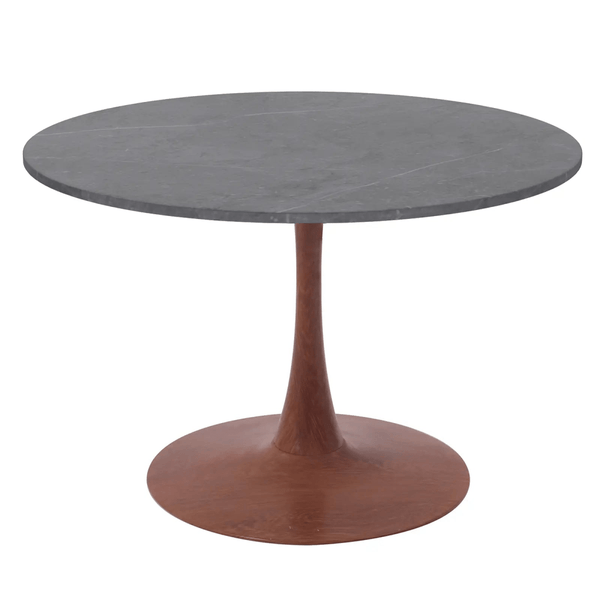 leisure mod Bristol 36" Round Dining Table with Marbled Grey Sintered Stone Top and Steel Pedestal Base leisure mod Bristol 36" Round Dining Table with Marbled Grey Sintered Stone Top and Steel Pedestal Base