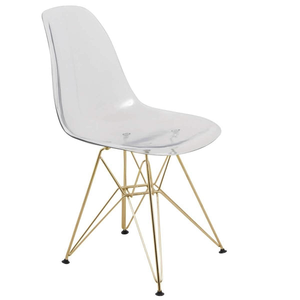 Leisure Mod Bristol 5-Piece Dining Set With 35" Round Dining Table And 4 ABS Plastic Chairs With Gold Base