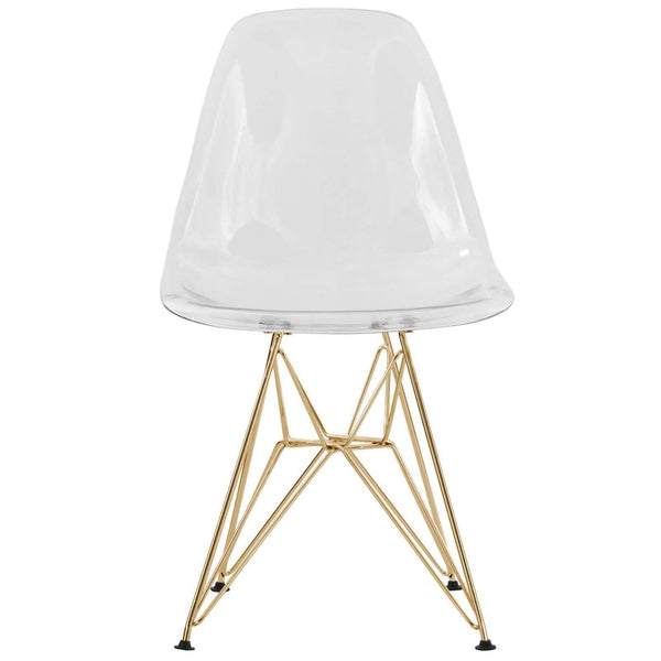 Leisure Mod Bristol 5-Piece Dining Set With 35" Round Dining Table And 4 ABS Plastic Chairs With Gold Base