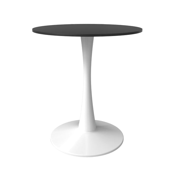 Leisure Mod Bristol Round Dining Table With MDF/Sintered Stone/Glass Wood Tabletop In White Steel