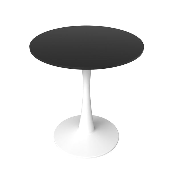 leisure mod Bristol Round Dining Table with MDF/Sintered Stone/Glass Wood Tabletop in White Steel