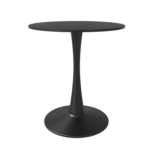 Leisure Mod Bristol Round Dining Table With MDF/Sintered Stone/Glass Tabletop In Black Steel Base