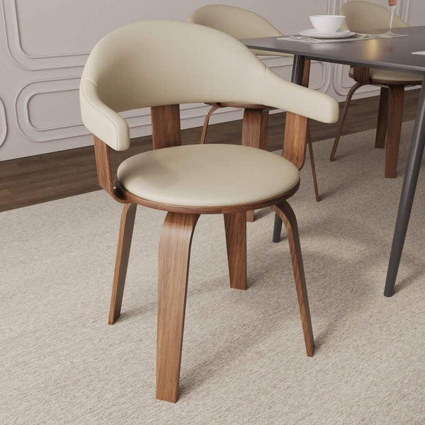 Leisure Mod Brivo Modern Wooden Dining Chair With Walnut Color Frame