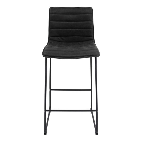 Leisure Mod Brooklyn 29.9" Modern Leather Bar Stool With Black Iron Base & Footrest