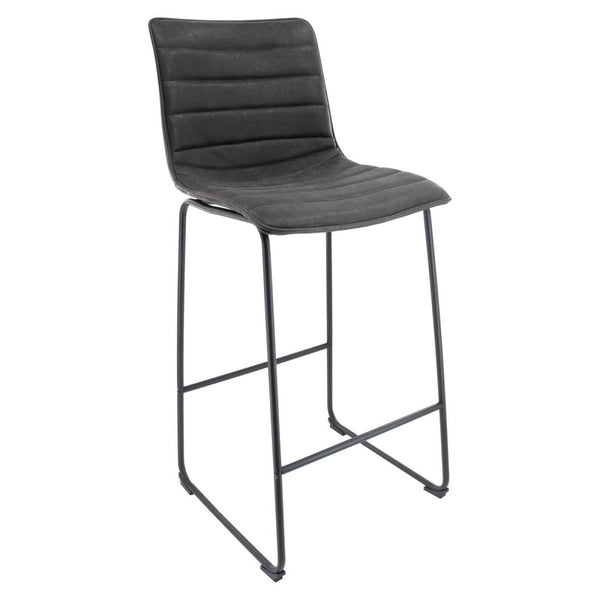 leisure mod Brooklyn 29.9" Modern Leather Bar Stool With Black Iron Base & Footrest