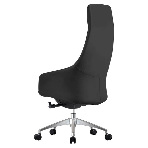 Leisure Mod Celeste High-Back Office Chair In Upholstered Leather And Iron Base With Swivel And Tilt