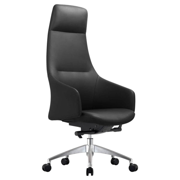 leisure mod Celeste High-Back Office Chair in Upholstered Leather and Iron Base with Swivel and Tilt leisure mod Celeste High-Back Office Chair in Upholstered Leather and Iron Base with Swivel and Tilt