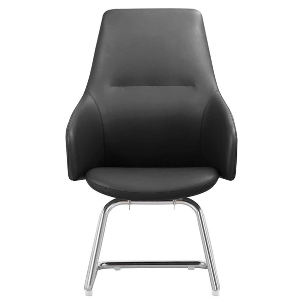 Leisure Mod Celeste Leather Conference Office Chair With Upholstered Seat And Armrest