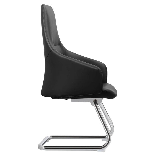 Leisure Mod Celeste Leather Conference Office Chair With Upholstered Seat And Armrest