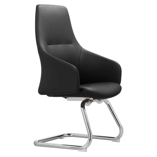 leisure mod Celeste Leather Conference Office Chair with Upholstered Seat and Armrest