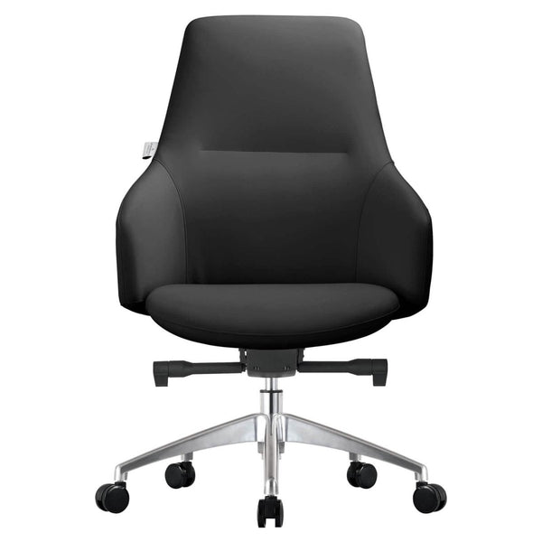 Leisure Mod Celeste Office Chair In Upholstered Leather With Swivel And Tilt Waterfall Seat Design