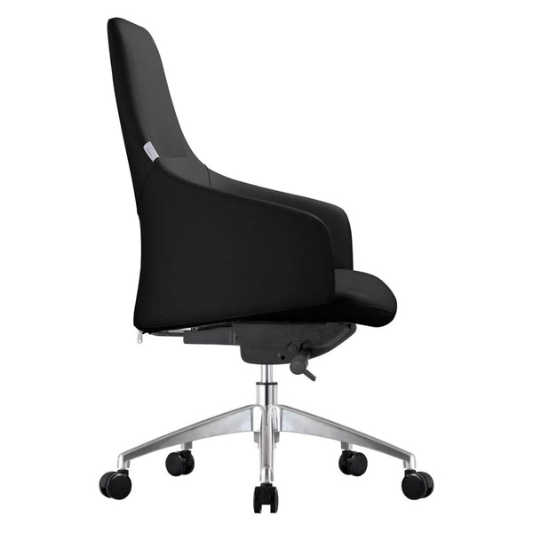 Leisure Mod Celeste Office Chair In Upholstered Leather With Swivel And Tilt Waterfall Seat Design