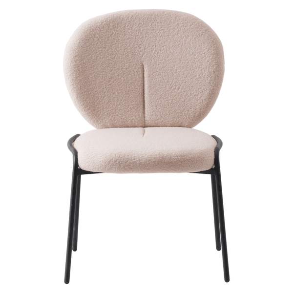 Leisure Mod Celestial Modern Boucle Dining Side Chair With Black/White Powder Coated Iron Frame