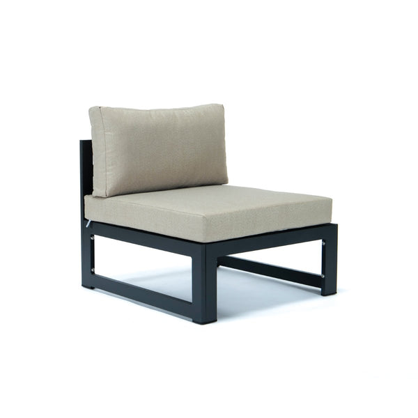 Leisure Mod Chelsea 4-Piece Middle Patio Chairs Black Aluminum With Cushions