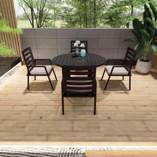 Leisure Mod Chelsea 48" & 60" Round Outdoor Aluminum Dining Table For Patio