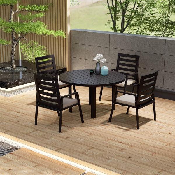 Leisure Mod Chelsea 48" & 60" Round Outdoor Aluminum Dining Table For Patio