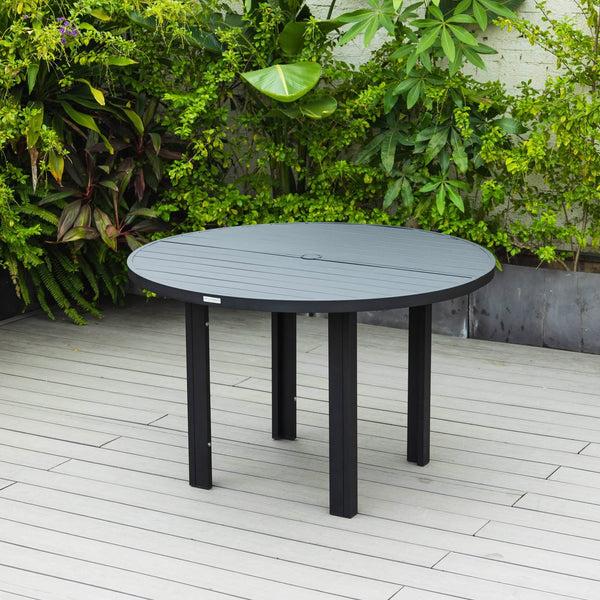 Leisure Mod Chelsea 48" & 60" Round Outdoor Aluminum Dining Table For Patio