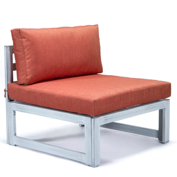 Leisure Mod Chelsea 6-Piece Patio Sectional In Weathered Grey Aluminum With Cushions