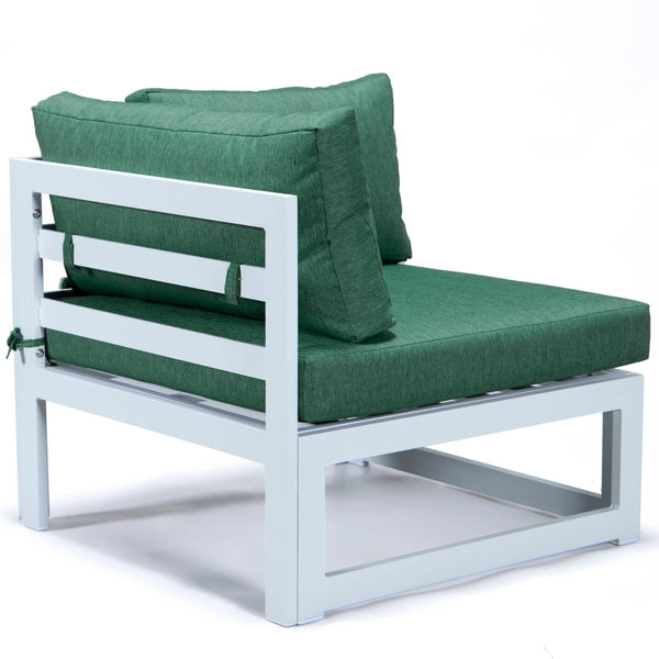 Leisure Mod Chelsea 7-Piece Patio Sectional And Coffee Table Set In Aluminum With Cushions