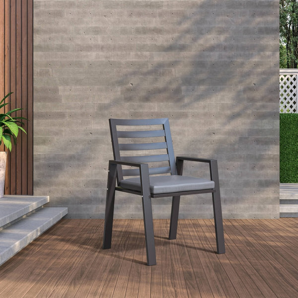 Leisure Mod Chelsea 9-Piece Modern Outdoor Dining Set In Black Aluminum With Removable Cushions