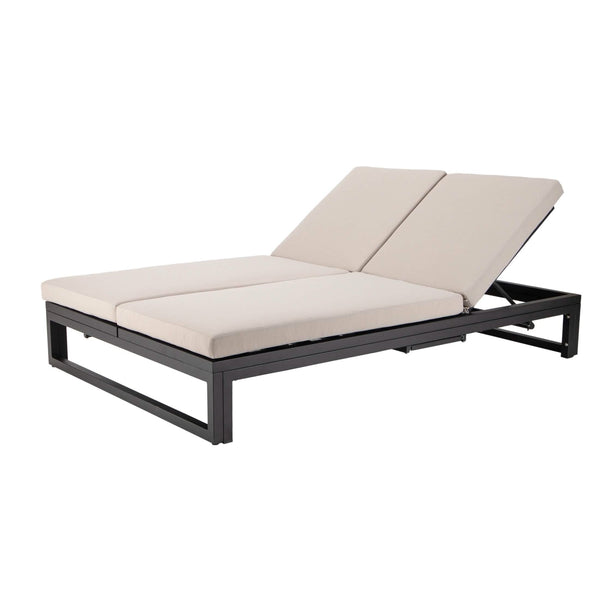 Leisure Mod Chelsea Aluminum Outdoor 2 In 1 Convertible Sofa And Double Chaise Lounge Chair With Removable Cushions