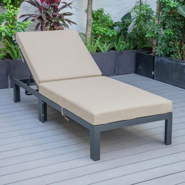Leisure Mod Chelsea Aluminum Outdoor Chaise Lounge Chair With Removable Cushions
