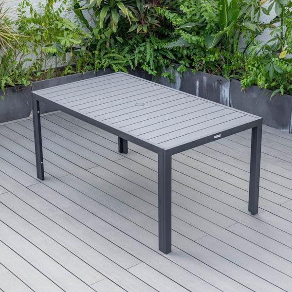 Leisure Mod Chelsea Mid-Century Modern 63" & 87" Rectangular Outdoor Dining Table Black Aluminum