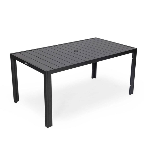 leisure mod Chelsea Mid-Century Modern 63" & 87" Rectangular Outdoor Dining Table Black Aluminum