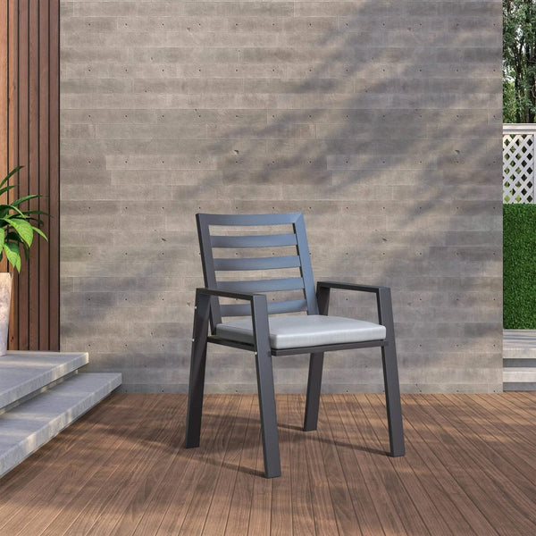 Leisure Mod Chelsea Modern Aluminum Patio Dining Armchair With Removable Cushions
