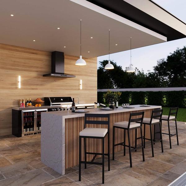 Leisure Mod Chelsea Modern Patio Bar Chair In Powder-Coated Aluminum With Removable Cushion
