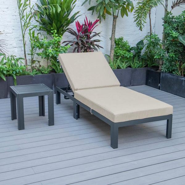 Leisure Mod Chelsea Outdoor Chaise Lounge Chair With Side Table And Removable Cushions