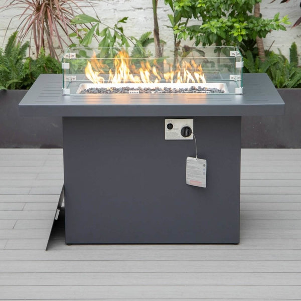 Leisure Mod Chelsea Patio Modern Black Aluminum Propane Fire Pit Table
