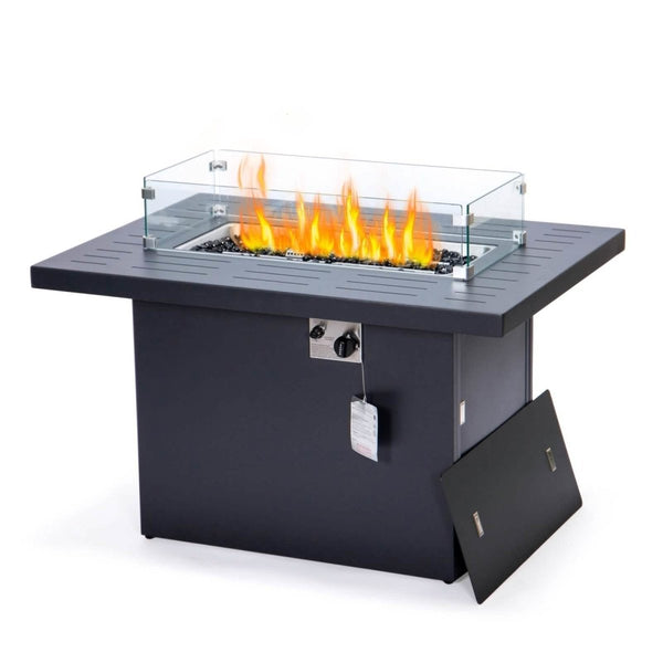 leisure mod Chelsea Patio Modern Black Aluminum Propane Fire Pit Table