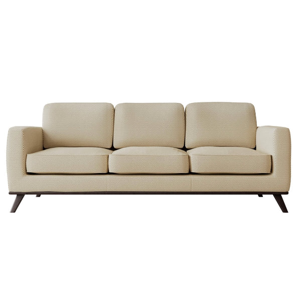 Leisure Mod Chester 3-Seater Leather/Mesh Full Size Sofa In Birch Wood Base