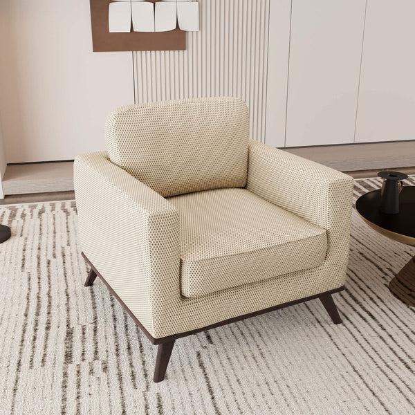 Leisure Mod Chester Modern Leather/Mesh Accent Arm Chair With Birch Wood Base