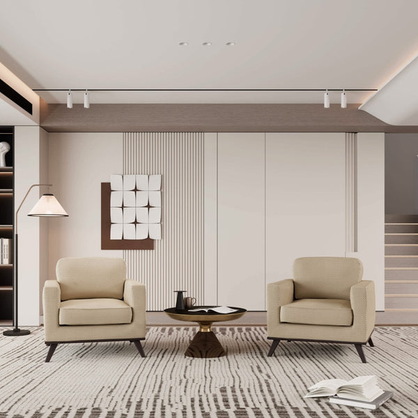 Leisure Mod Chester Modern Leather/Mesh Accent Arm Chair With Birch Wood Base