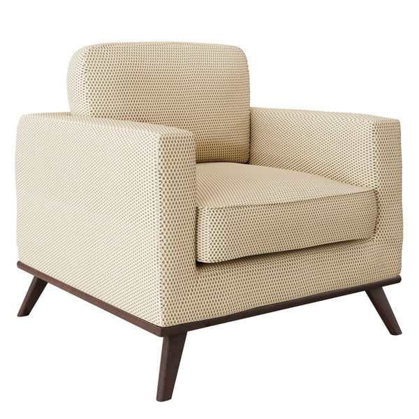 leisure mod Chester Modern Leather/Mesh Accent Arm Chair With Birch Wood Base